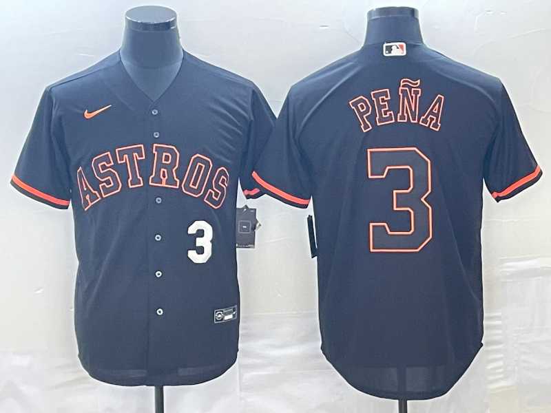 Men%27s Houston Astros #3 Jeremy Pena Number Lights Out Black Fashion Stitched MLB Cool Base Nike Jerseys